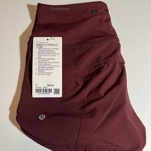 NWT Red Merlot Speed Up High-Rise Short 4" Size 6